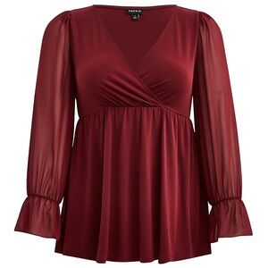 Torrid Deep Red V-Neck Blouse